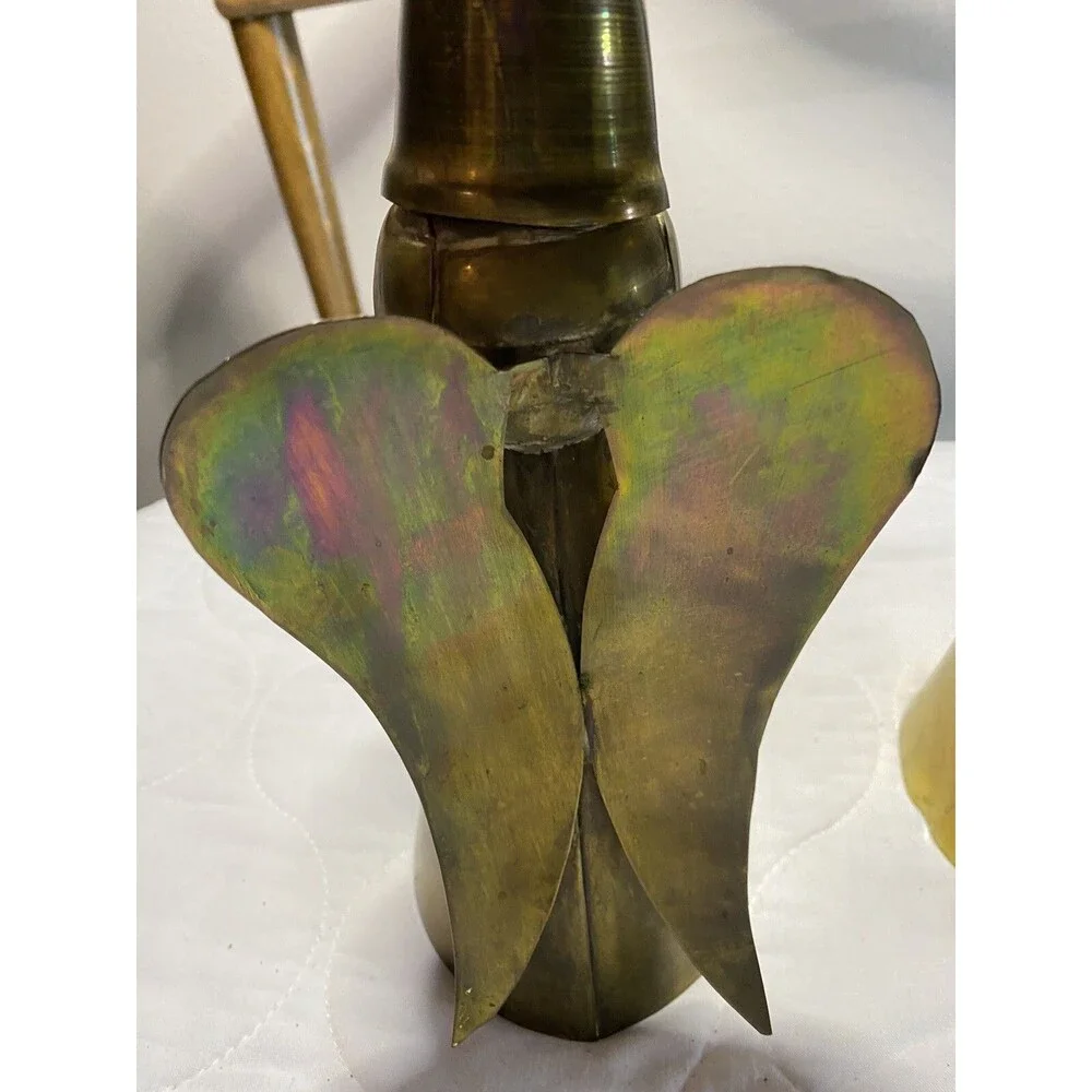 Brass Angel Candle Holders Jaipur? India Brutalist Style - 2 Qty. Heavy Brass